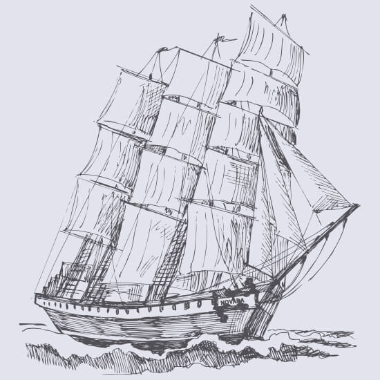 Illustration der SMS Novara, die erste k.u.k.-Fregatte 