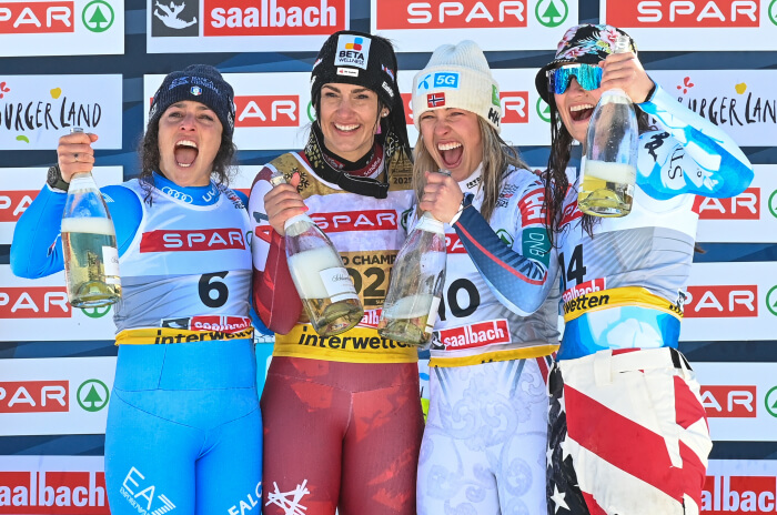 Ski-Stars feiern mit Schlumberger